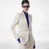 Jacheta cu un singur rând de nasturi din bumbac spălat și amestec de mătase Duchesse Jacheta cu un singur rând de nasturi din bumbac spălat și amestec de mătase Duchesse
