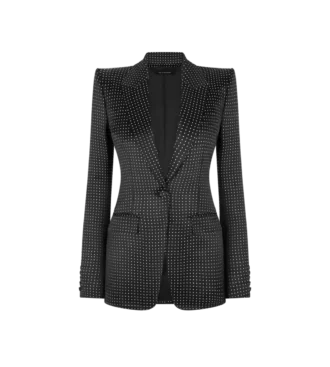 Jacheta cu un singur rând de nasturi din țesătură jacquard cu buline