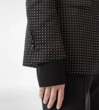 Jacheta cu un singur rând de nasturi din țesătură jacquard cu buline