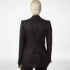 Jacheta cu un singur rând de nasturi din țesătură jacquard cu buline Jacheta cu un singur rând de nasturi din țesătură jacquard cu buline