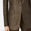 Jacheta cu un singur rând de nasturi și rever ascuțit din jacquard croco Jacheta cu un singur rând de nasturi și rever ascuțit din jacquard croco
