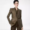 Jacheta cu un singur rând de nasturi și rever ascuțit din jacquard croco Jacheta cu un singur rând de nasturi și rever ascuțit din jacquard croco
