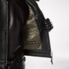 Jacheta de motociclist din piele cu fermoar Jacheta de motociclist din piele cu fermoar