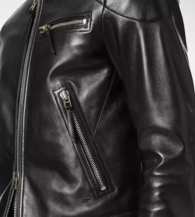 Jacheta de motociclist din piele nappa