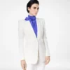 Jacheta din flanelă de lână și cașmir cu un singur rând de nasturi Jacheta din flanelă de lână și cașmir cu un singur rând de nasturi