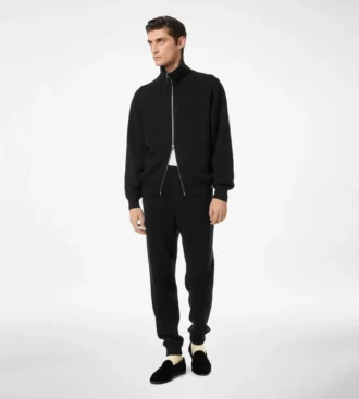 Pantaloni de jogging din lână cu două fețe