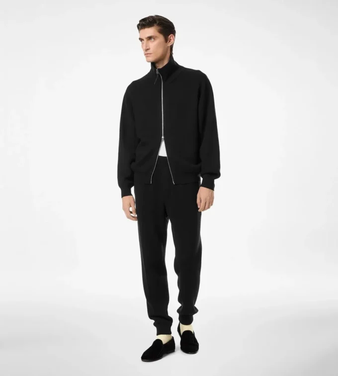 Pantaloni de jogging din lână cu două fețe