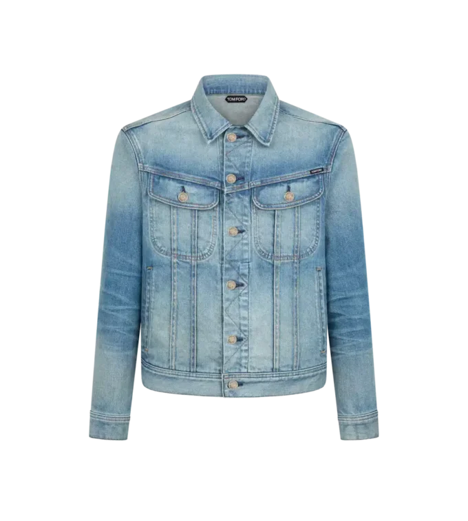 Jacheta Icon din denim cu margini tivite