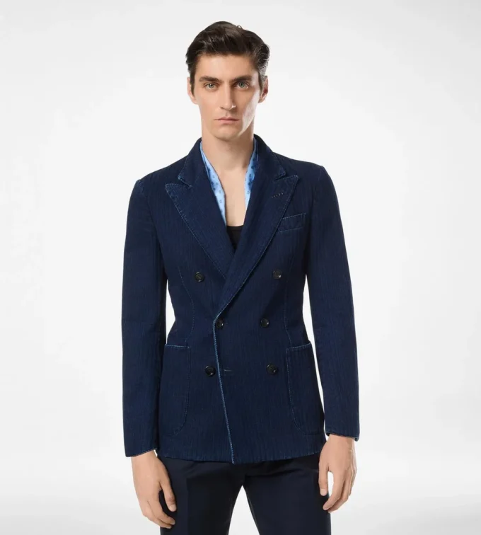 Jacheta Indigo Herringbone