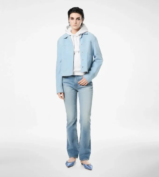Jacheta overshirt din piele de miel moale