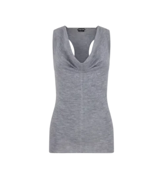 Maiou cu guler tip cowl din tricot rib din lână merino