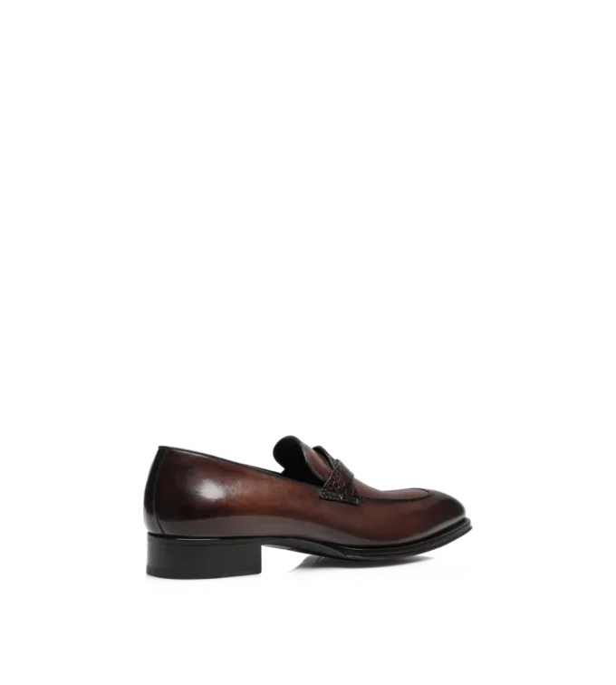 Mocasini din piele lustruită și piele de aligator Elkan Twisted Band Mocasini din piele lustruită și piele de aligator Elkan Twisted Band