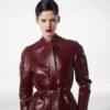 Palton de motociclist din piele imprimată și duchesse spălată