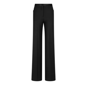 Pantaloni bootcut croiți din sifon cu amestec de mătase
