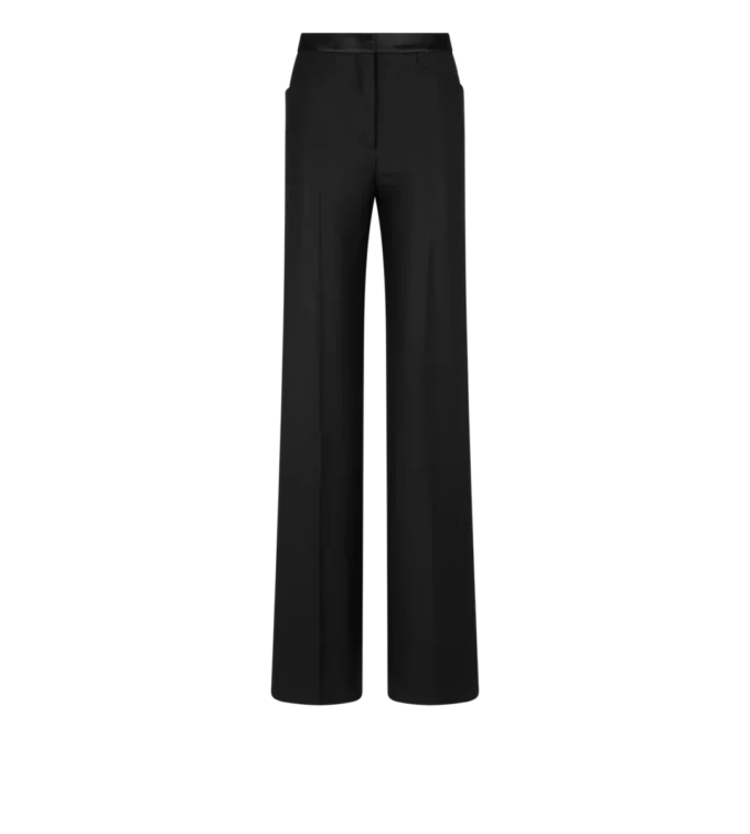 Pantaloni bootcut croiți din sifon cu amestec de mătase Pantaloni bootcut croiți din sifon cu amestec de mătase