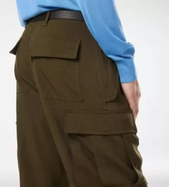 Pantaloni cargo din lână, cașmir și mătase