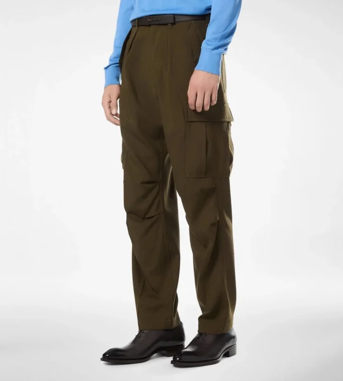 Pantaloni cargo din lână, cașmir și mătase Pantaloni cargo din lână, cașmir și mătase