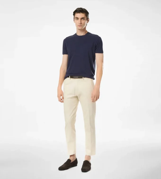Pantaloni chino din bumbac periat