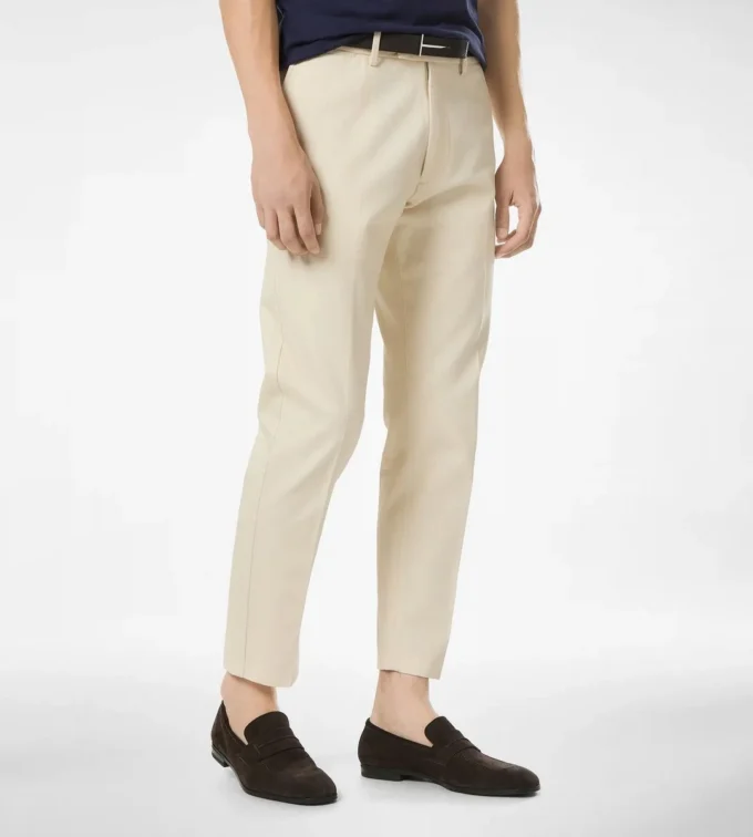 Pantaloni chino din bumbac periat