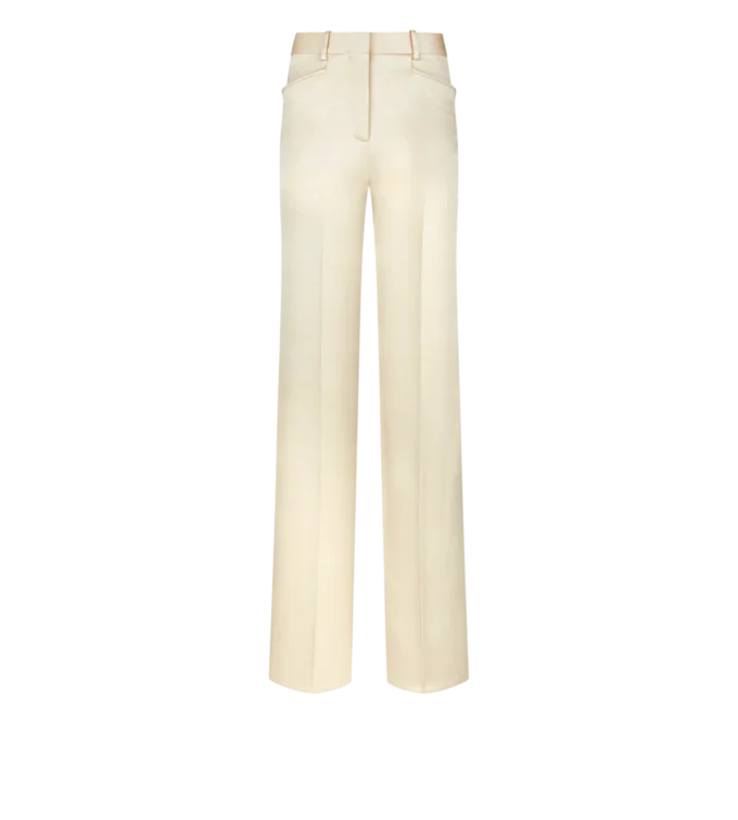 Pantaloni croiți din mătase și lână twill, cu croi bootcut Pantaloni croiți din mătase și lână twill, cu croi bootcut