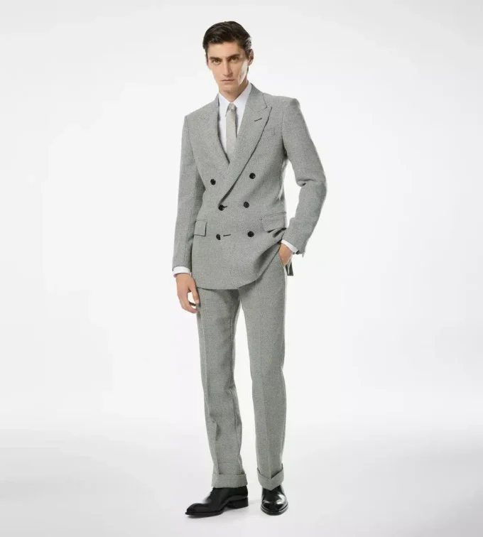 Pantaloni cu model Birdseye