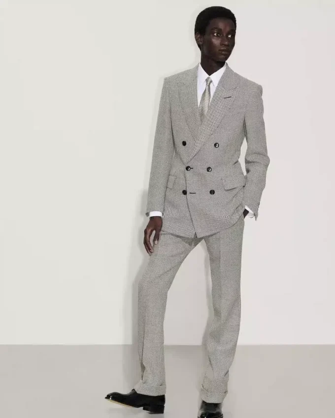 Pantaloni cu model Birdseye