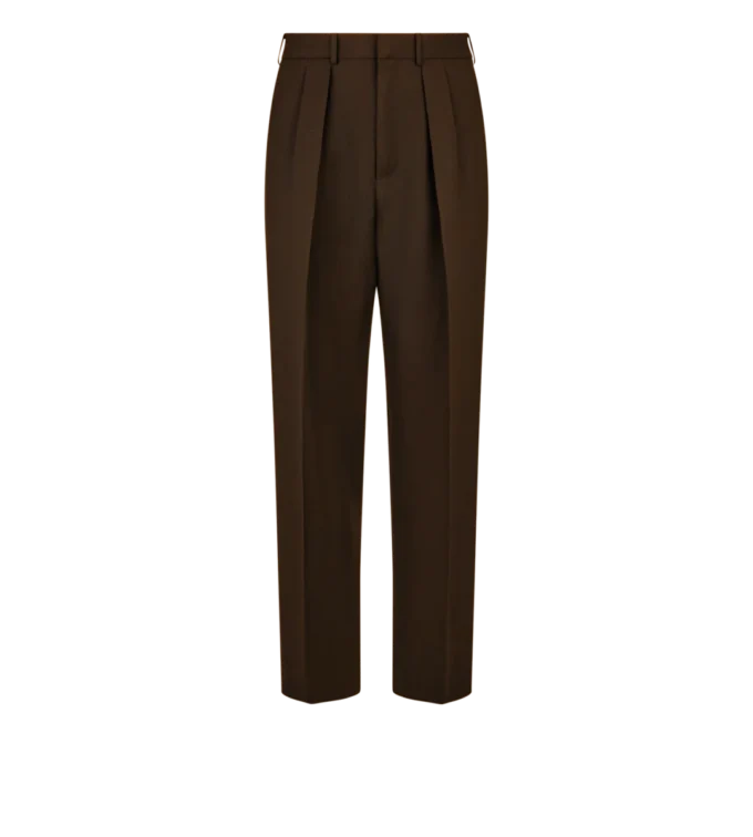 Pantaloni cu pli dublu din twill rupt Pantaloni cu pli dublu din twill rupt