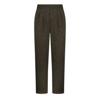 Pantaloni de casual din bumbac și mătase cu dungi Bengal și pliuri