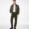 Pantaloni de casual din bumbac și mătase cu dungi Bengal și pliuri