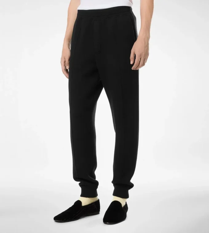 Pantaloni de jogging din lână cu două fețe