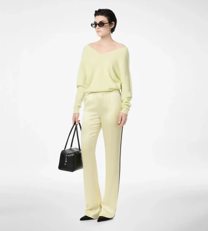 Pantaloni de jogging din satin dublu de mătase Pantaloni de jogging din satin dublu de mătase