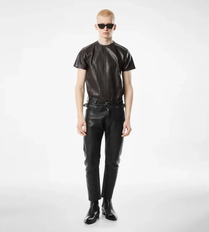 Pantaloni de motociclist din piele granulată Pantaloni de motociclist din piele granulată