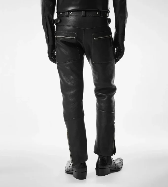 Pantaloni de motociclist din piele granulată Pantaloni de motociclist din piele granulată