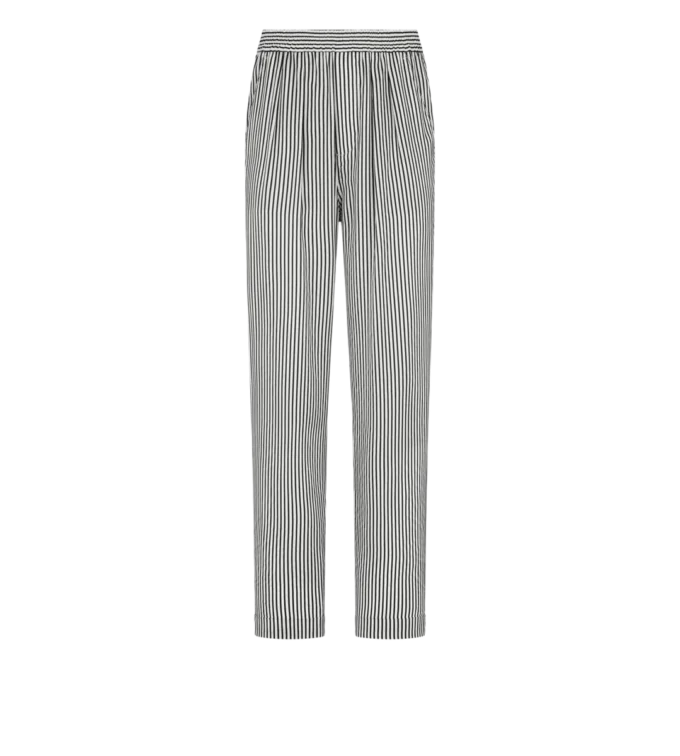 Pantaloni de pijama din mătase cu dungi și bordură Pantaloni de pijama din mătase cu dungi și bordură