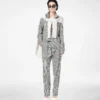 Pantaloni de pijama din mătase cu dungi și bordură Pantaloni de pijama din mătase cu dungi și bordură