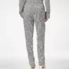 Pantaloni de pijama din mătase cu dungi și bordură Pantaloni de pijama din mătase cu dungi și bordură