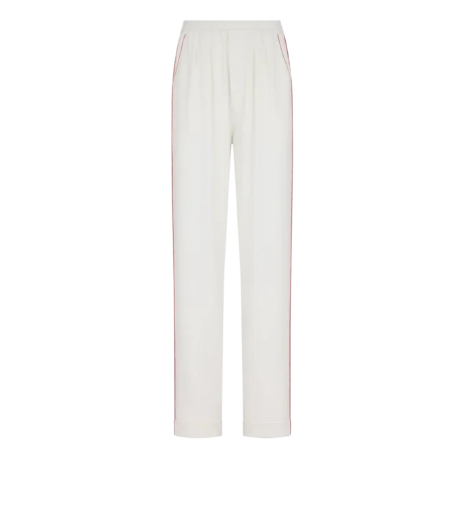 Pantaloni de pijama din mătase twill cu bordură Pantaloni de pijama din mătase twill cu bordură