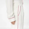 Pantaloni de pijama din mătase twill cu bordură Pantaloni de pijama din mătase twill cu bordură
