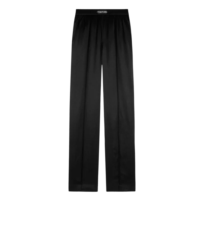 Pantaloni de pijama din satin de mătase elastic Pantaloni de pijama din satin de mătase elastic