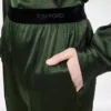 Pantaloni de pijama din satin de mătase elastic Pantaloni de pijama din satin de mătase elastic