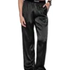 Pantaloni de pijama din satin de mătase elastic Pantaloni de pijama din satin de mătase elastic
