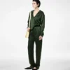 Pantaloni de pijama din satin de mătase elastic Pantaloni de pijama din satin de mătase elastic