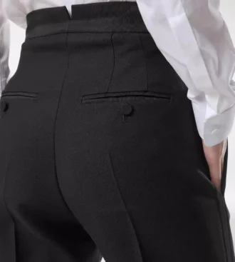 Pantaloni de smoking cu talie înaltă din amestec de lână și mătase