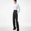 Pantaloni de smoking cu talie înaltă din amestec de lână și mătase Pantaloni de smoking cu talie înaltă din amestec de lână și mătase