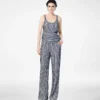 Pantaloni din georgette de mătase brodați cu paiete Pantaloni din georgette de mătase brodați cu paiete