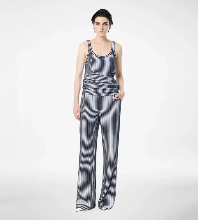 Pantaloni din georgette de mătase brodați cu paiete Pantaloni din georgette de mătase brodați cu paiete