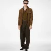 Pantaloni din lână, cașmir și mătase, cu pli dublu