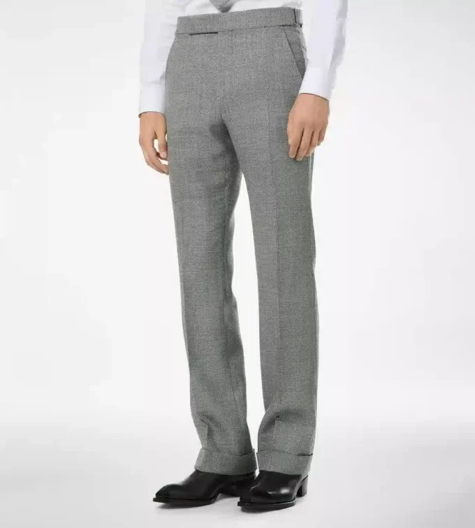 Pantaloni din lână, mătase și in
