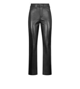 Pantaloni din piele nappa cu cinci buzunare și logo Tf în relief