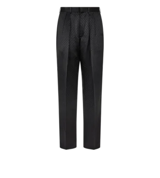 Pantaloni din satin cu buline jacquard și pli dublu
